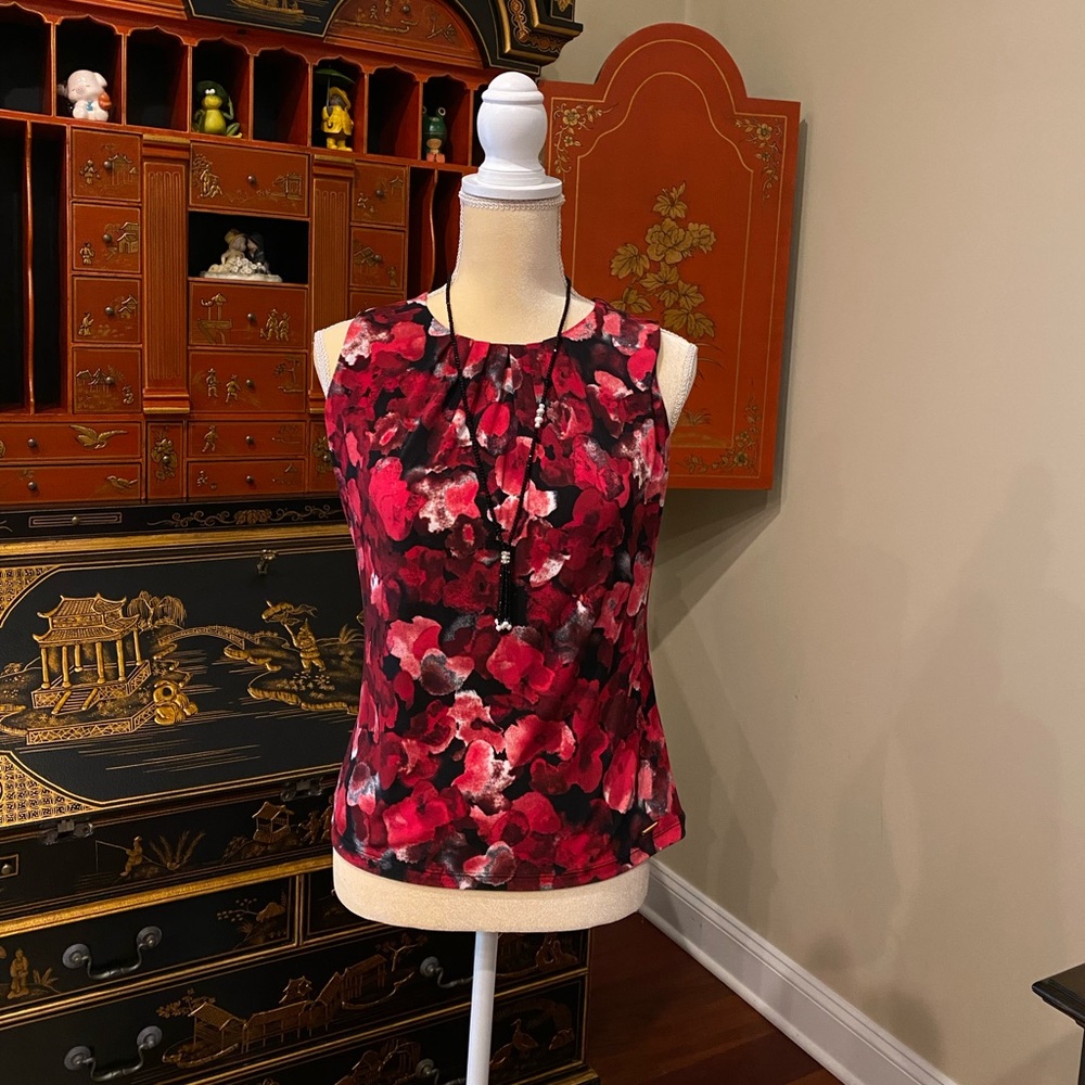 Calvin Klein red and black sleeveless top